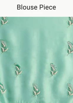 Sea Green Ombre Shaded Satin Saree With Sequin Border And Unstitched Blouse Fabric
