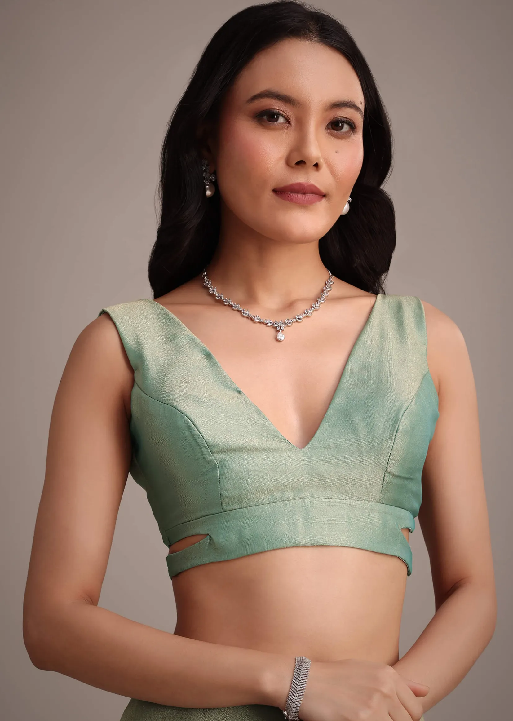 Sea Green Tissue Saree With Cutdana And Stone Embroidery