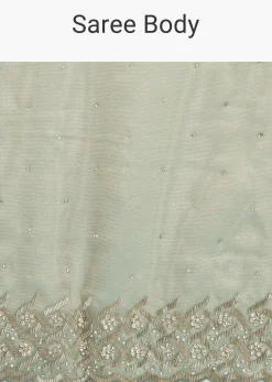 Sea Green Tissue Saree With Cutdana And Stone Embroidery
