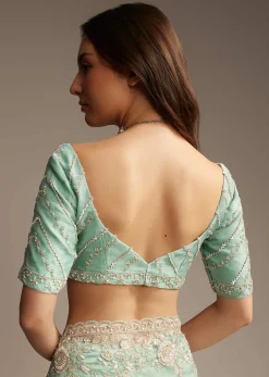 Sea Green Tissue Saree with Cutdana Embroidery