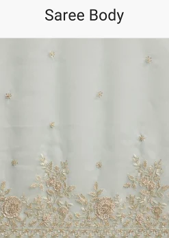 Sea Green Tissue Saree with Cutdana Embroidery