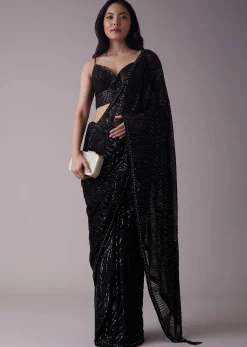 Shimmery Black Sequins Saree With An Embellished Border
