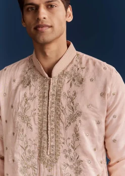 Silk Kurta Set With Resham Thread And Sequins