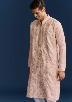 Silk Kurta Set With Resham Thread And Sequins