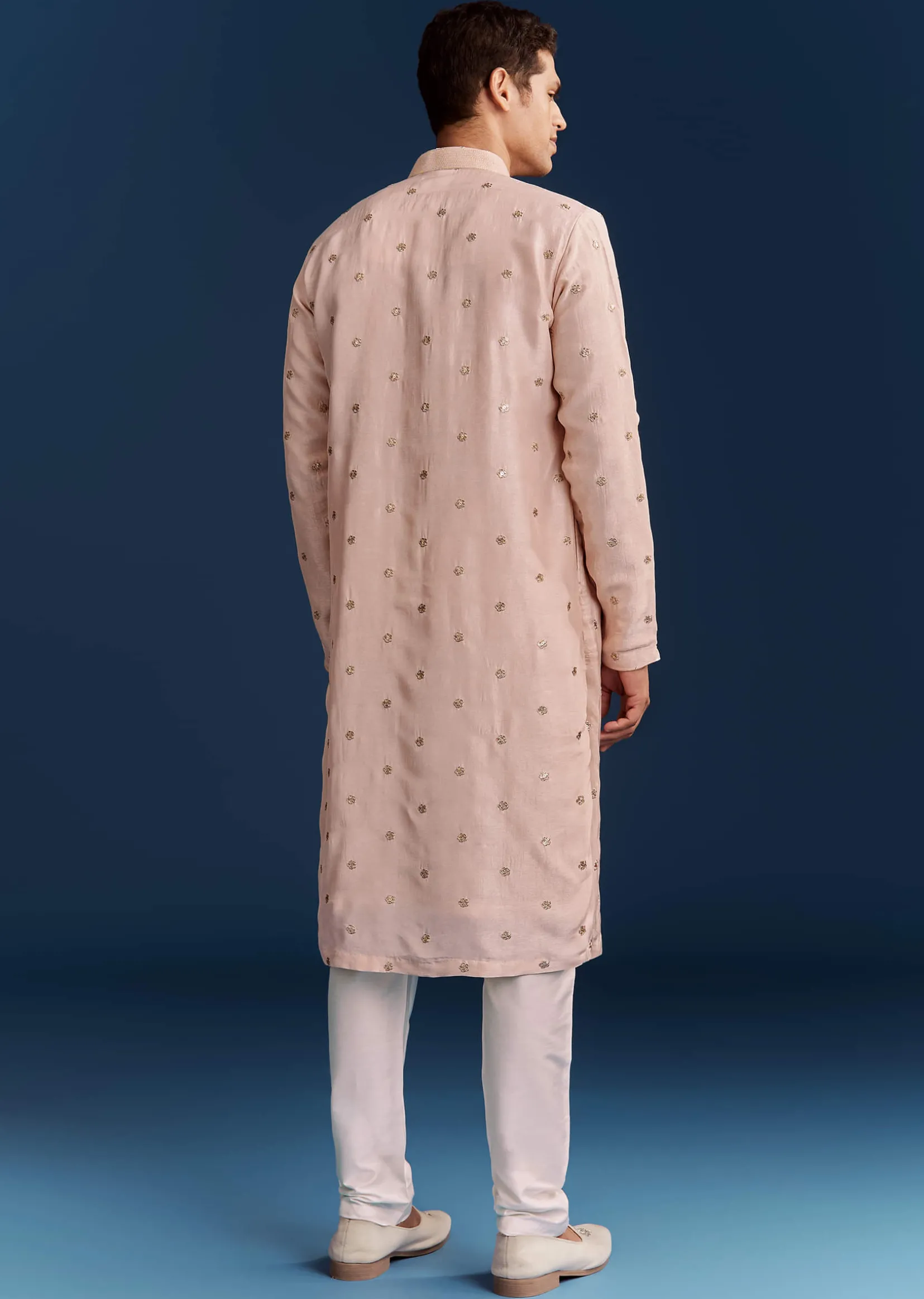 Silk Kurta Set With Resham Thread And Sequins