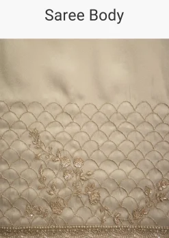 Silver Beige Tissue Sequins Saree With Cutdana Detailing