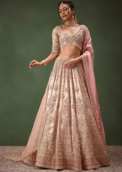 Silver Blush Pink Lehenga With Two Dupattas