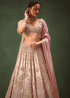Silver Blush Pink Lehenga With Two Dupattas
