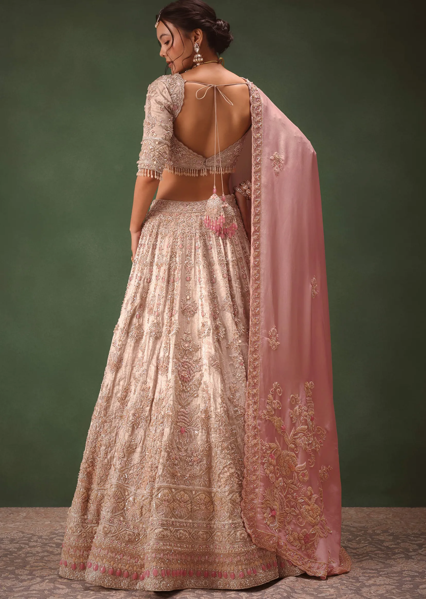 Silver Blush Pink Lehenga With Two Dupattas