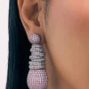 Silver Diamond Dangler Earrings In Mix Metal
