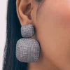 Silver Diamond Dangler Earrings In Mix Metals
