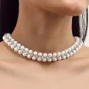 Silver Finish Diamond And Pearl Necklace