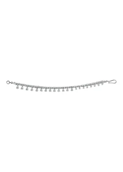 Silver Finish Ear Chain With White Zirconia