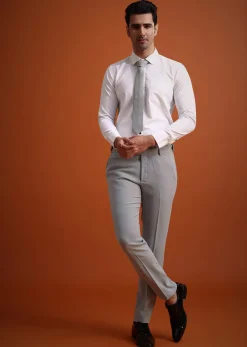 Silver Grey Cutdana Work Tuxedo And Pant Set