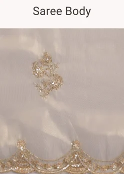 Silver Organza Tissue Saree With Sparkling Border