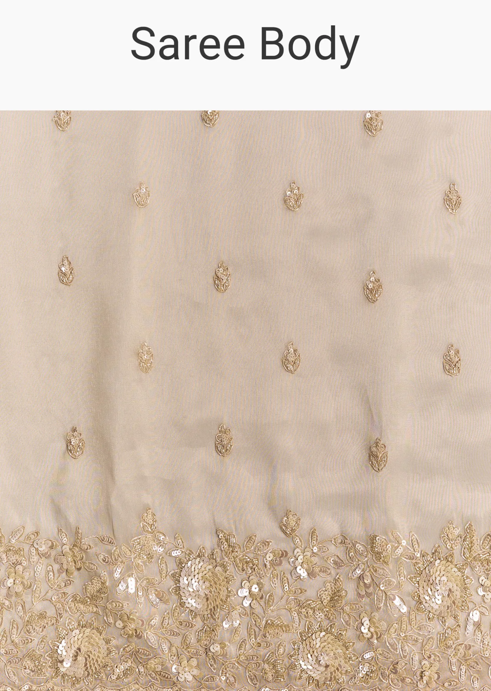 Silver Tissue Saree Embellished With Beads And Sequins
