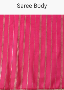Ski Patrol Red Woven Ombre Saree In Organza
