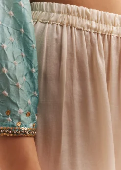 Sky Blue Bandhani Embroidered Kurta Dhoti