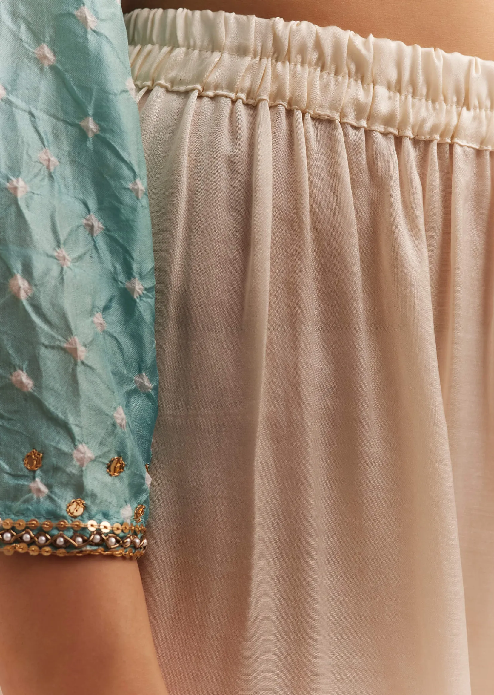 Sky Blue Bandhani Embroidered Kurta Dhoti