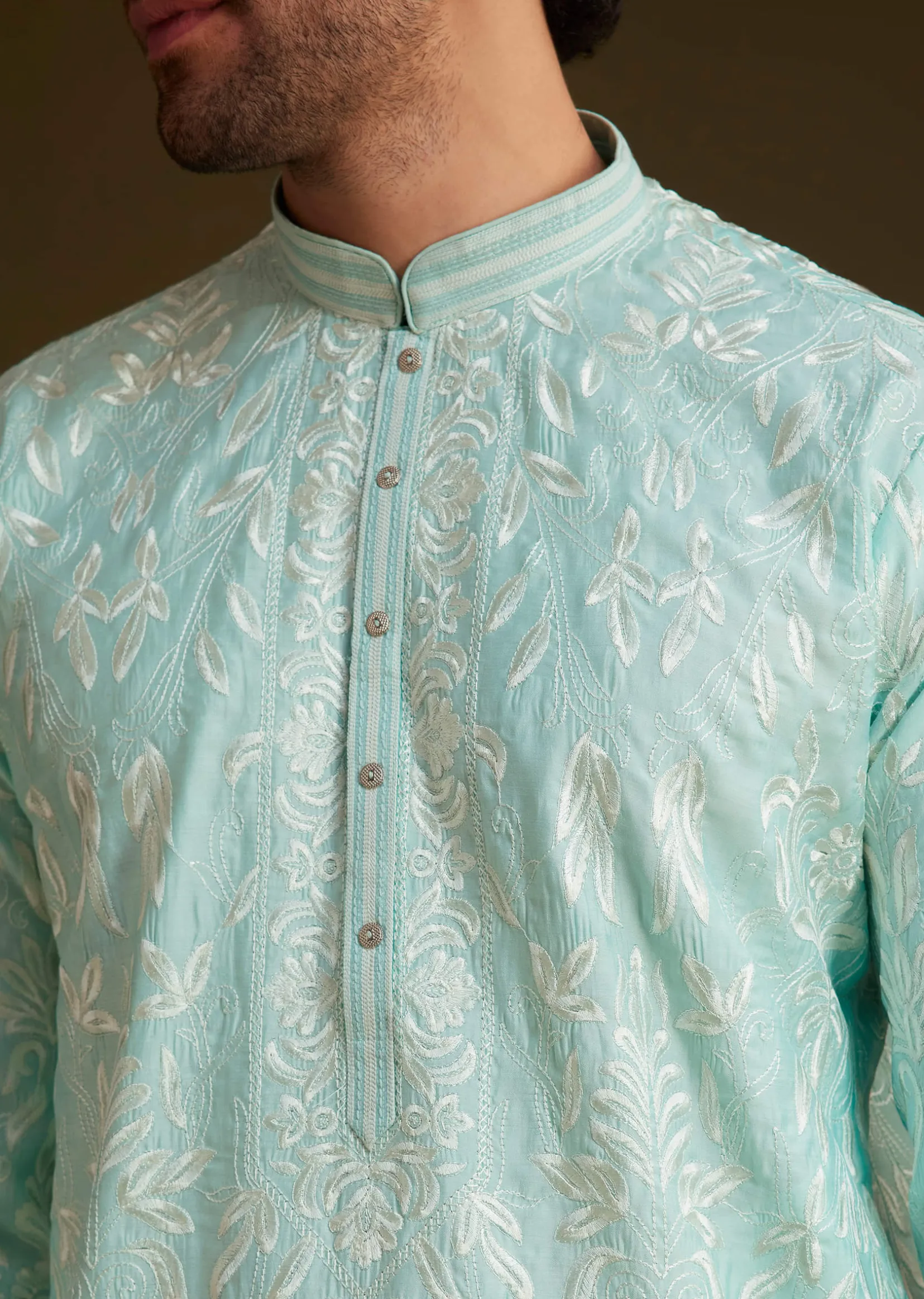 Sky Blue Embroidered Kurta Set