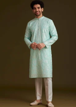 Sky Blue Embroidered Kurta Set