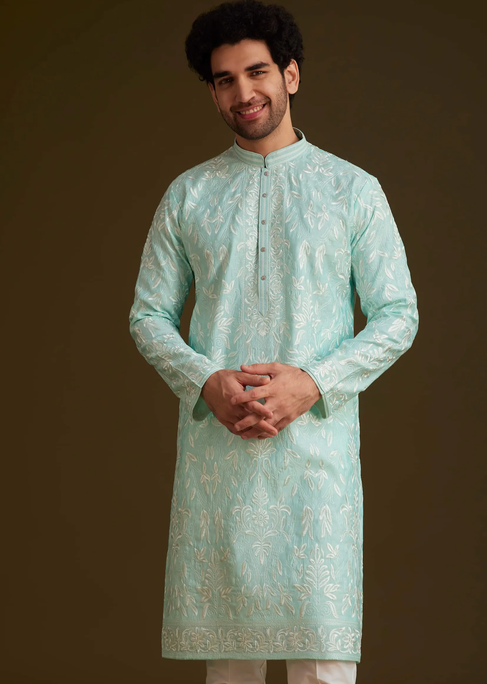 Sky Blue Embroidered Kurta Set