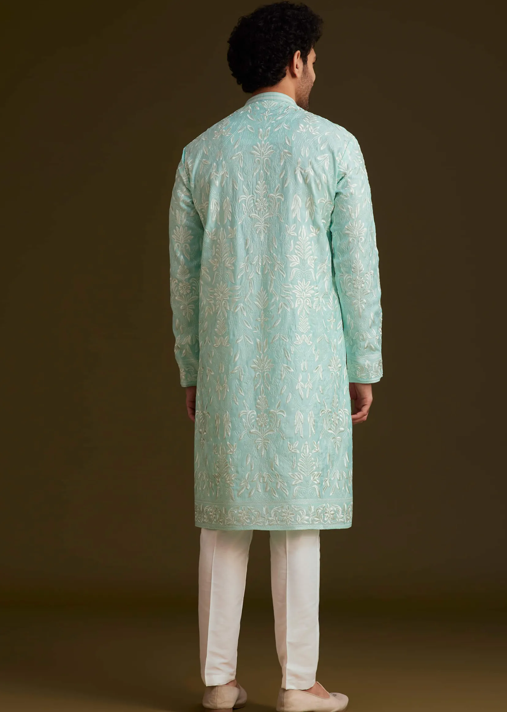 Sky Blue Embroidered Kurta Set