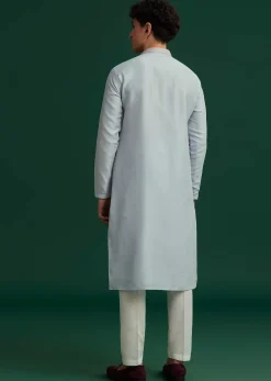 Sky Blue Silk Hand Embroidered Kurta Set