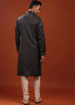 Slate Grey Festive Kurta In Mini Silk With A Cocktail Look