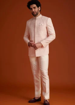 Soft Pink Embroidered Jodhpuri Suit