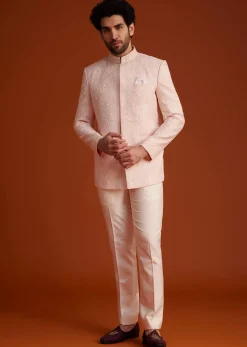 Soft Pink Embroidered Jodhpuri Suit