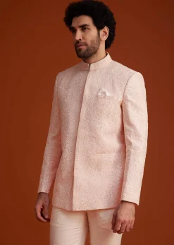 Soft Pink Embroidered Jodhpuri Suit