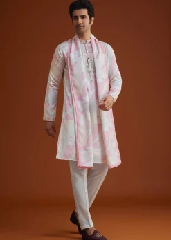 Soft Pink Marble Printed Kurta Set