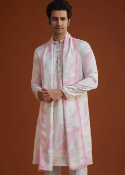 Soft Pink Marble Printed Kurta Set