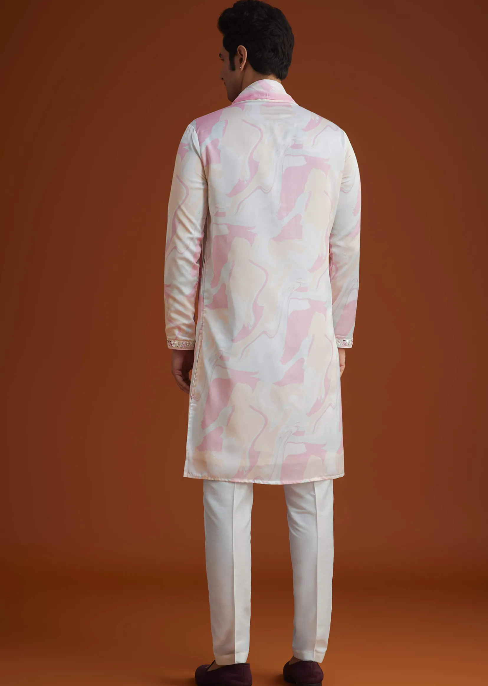 Soft Pink Marble Printed Kurta Set
