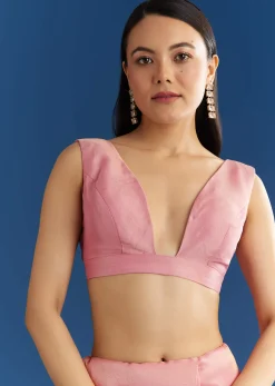 Soft Pink Organza Tissue Saree With Scallop Beaded Finish