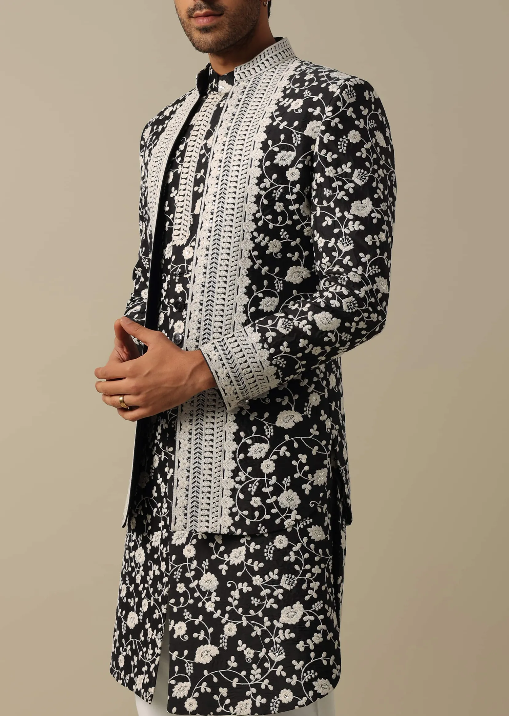 Sophisticated Black Sherwani Set For Men