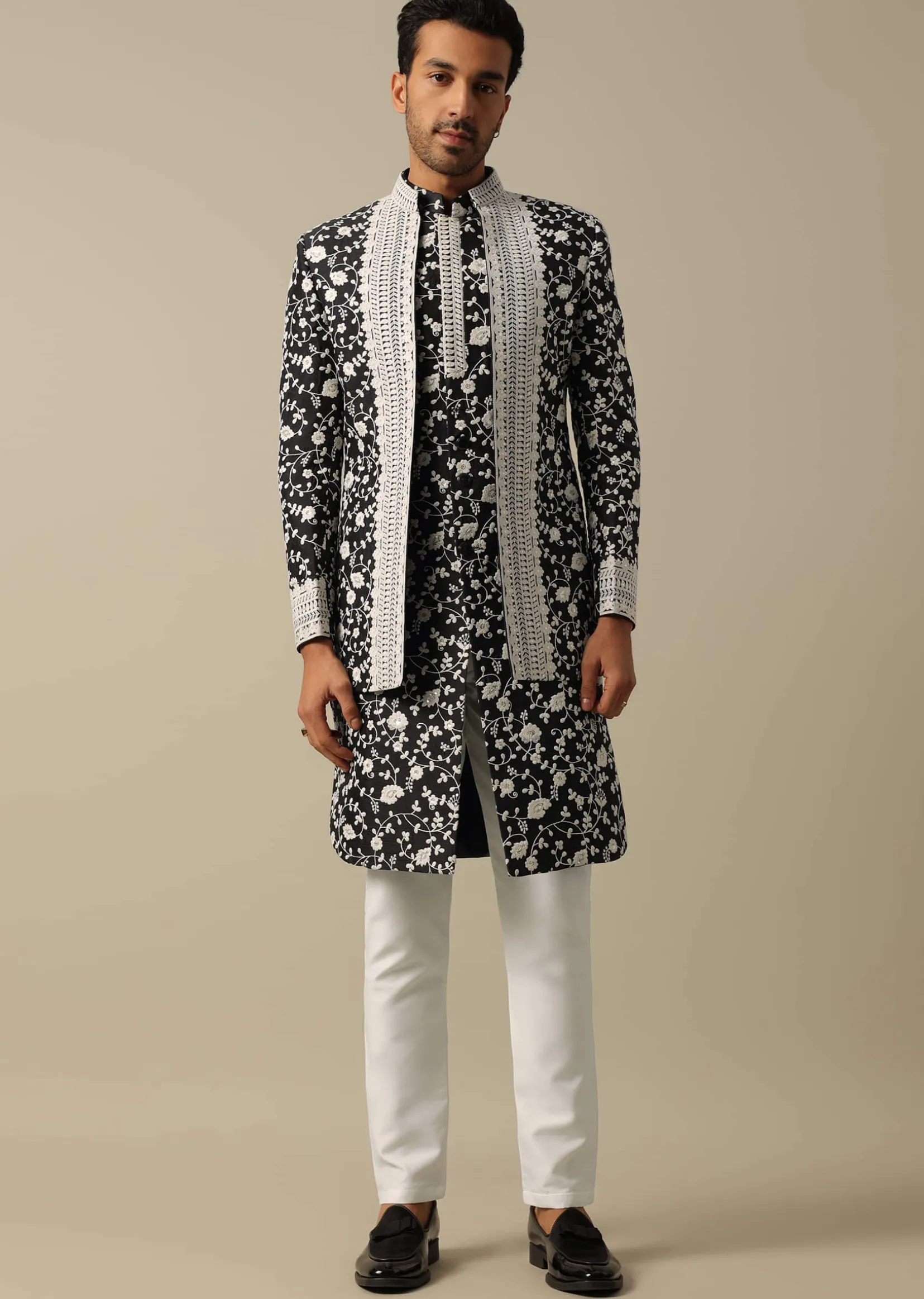 Sophisticated Black Sherwani Set For Men