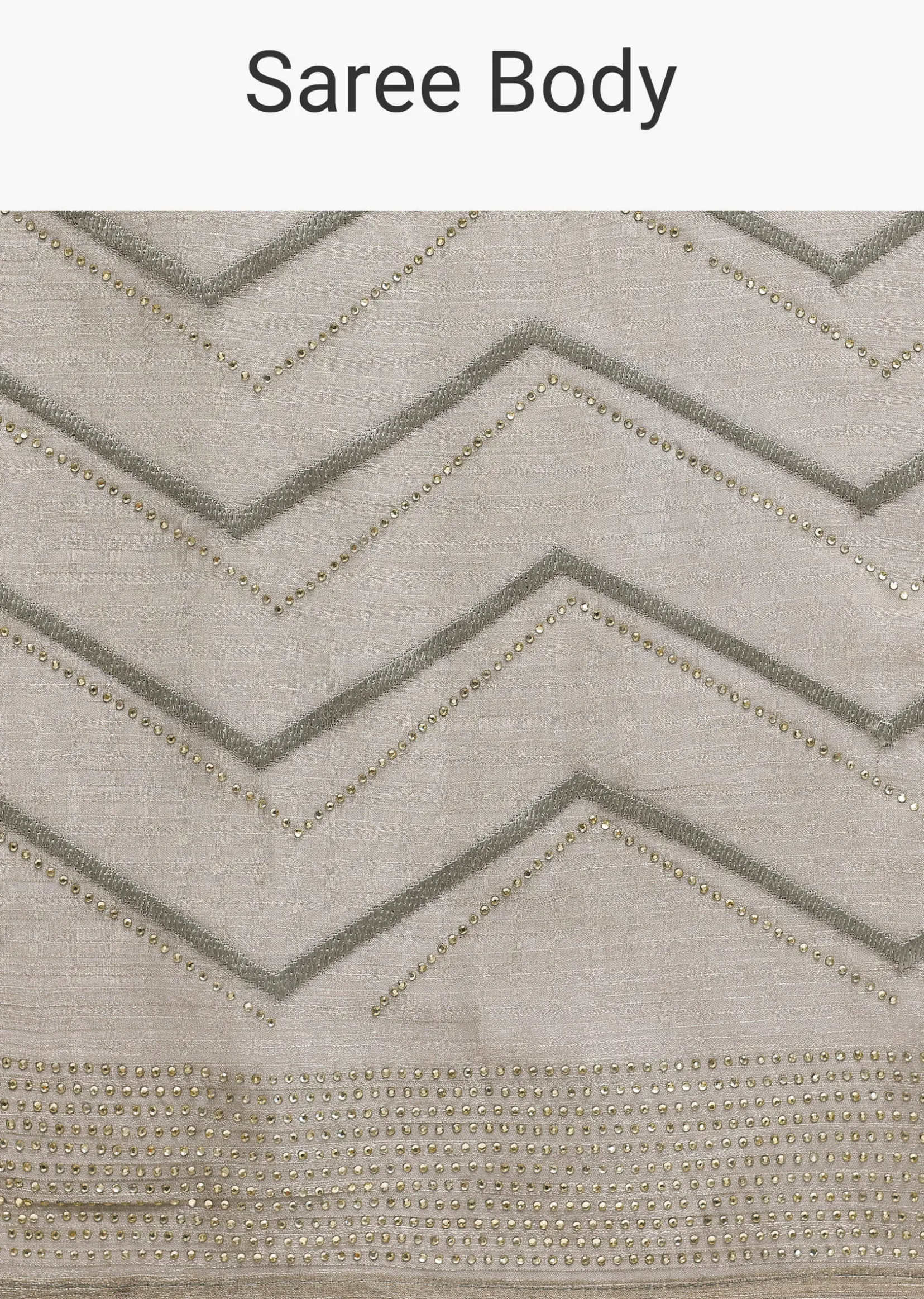 Stone Grey Glass Tissue Saree With Unstitched Blouse