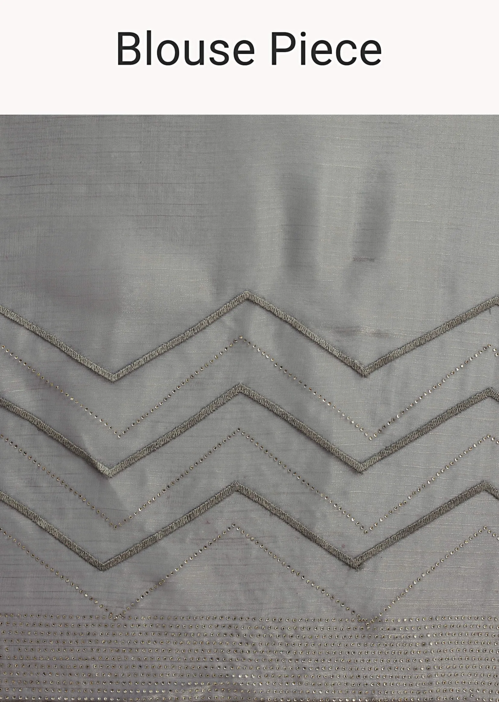 Stone Grey Glass Tissue Saree With Unstitched Blouse