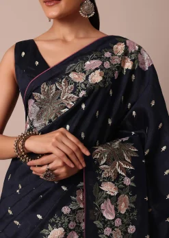 Stunning Blue Semi Tussar Silk Saree