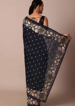 Stunning Blue Semi Tussar Silk Saree