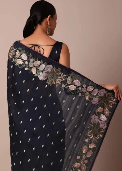 Stunning Blue Semi Tussar Silk Saree