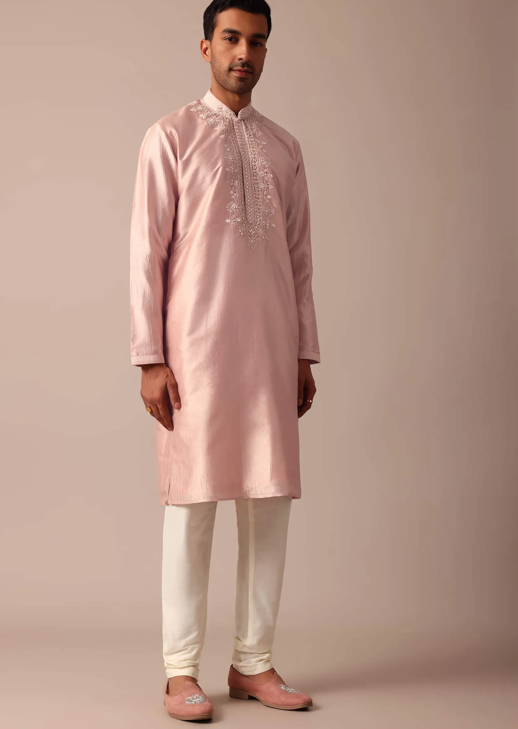 Stunning Peach Silk Sherwani For Men