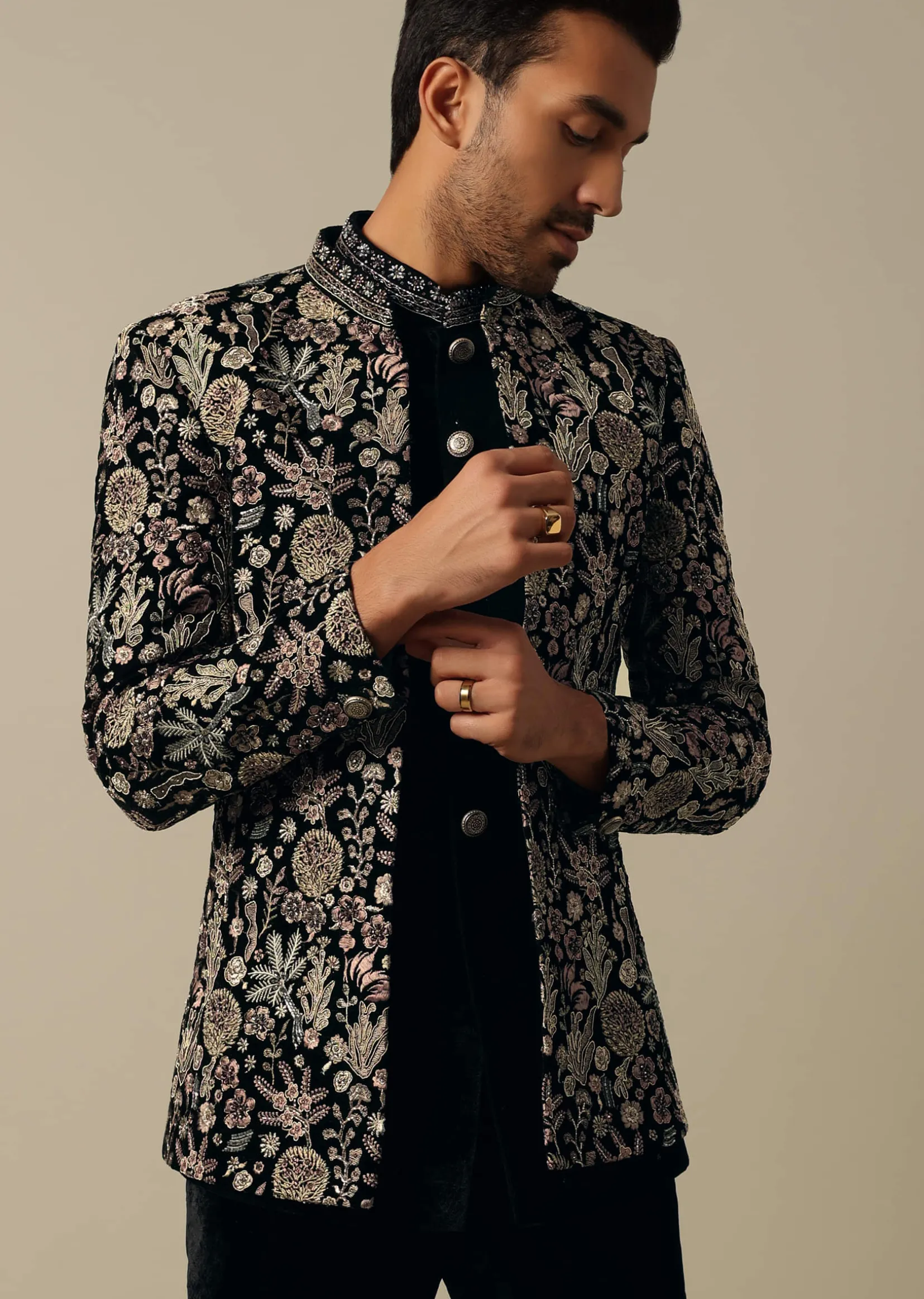 Stylish Black Indowestern Set For Men