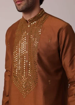 Stylish Festive Orange Kurta Set For Men