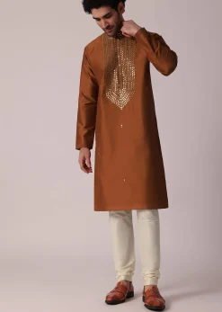 Stylish Festive Orange Kurta Set For Men