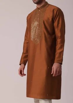 Stylish Festive Orange Kurta Set For Men