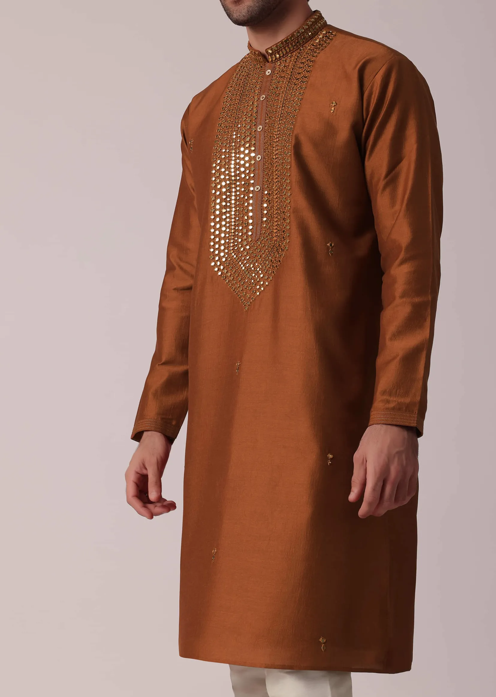Stylish Festive Orange Kurta Set For Men