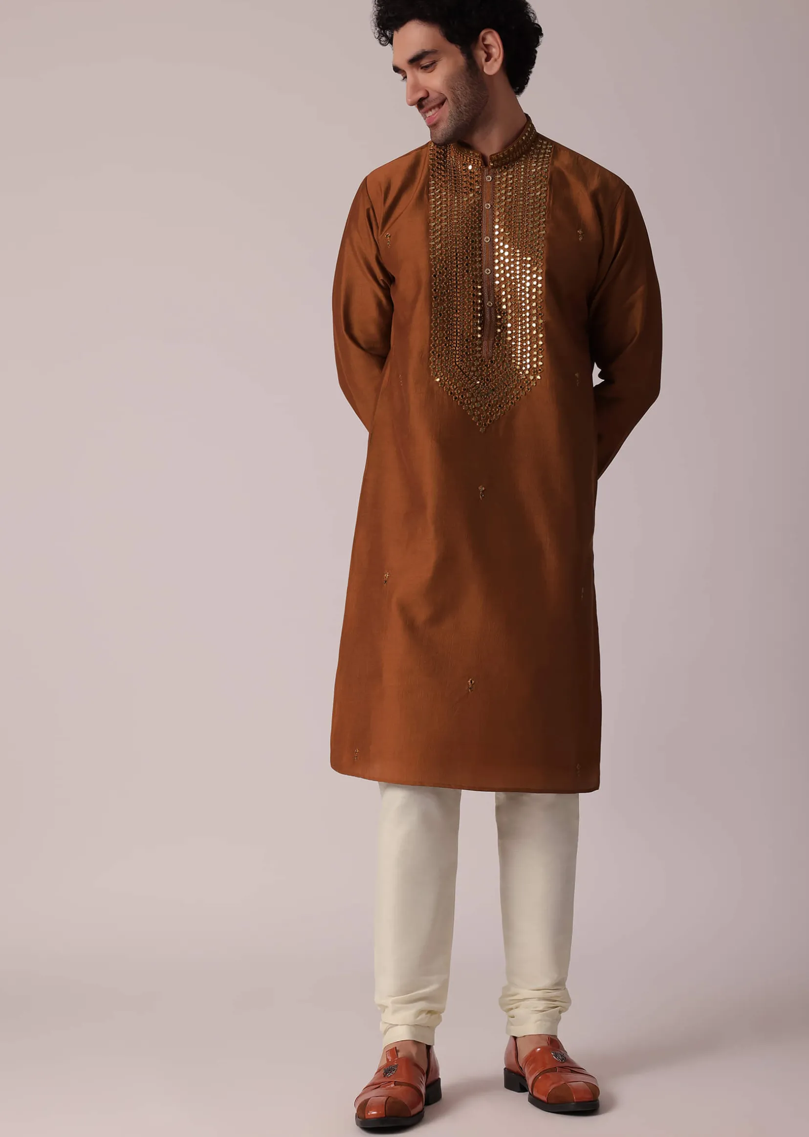 Stylish Festive Orange Kurta Set For Men